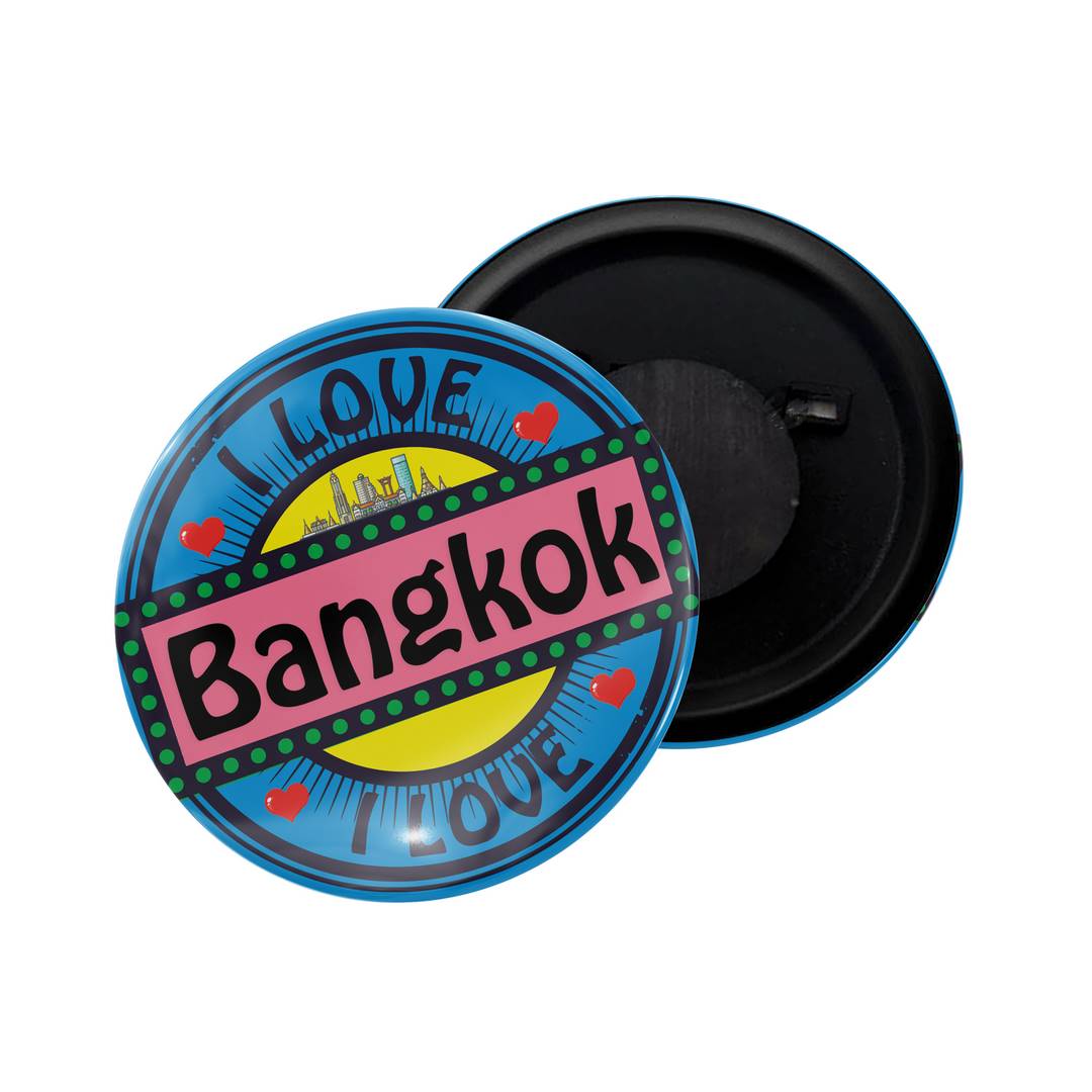 dhcrafts Fridge Magnet Multicolor I Love Bangkok Glossy Finish Design Pack of 1 (58mm)